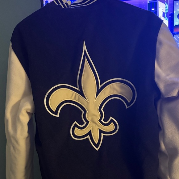 New Orleans Saints Black and White Varsity Jacket - Picture 2 of 3
